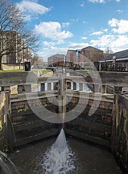 A lock on the Leeds Liverpool canal in Wigan photo