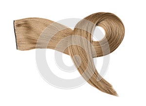 Lock of light brown straight hair on white backgrounÐ²