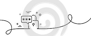 Lock line icon. Padlock password sign. Continuous line with curl. Vector