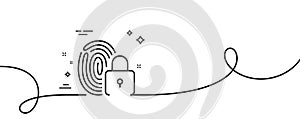 Lock line icon. Fingerprint access sign. Continuous line with curl. Vector