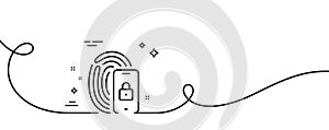 Lock line icon. Fingerprint access sign. Continuous line with curl. Vector