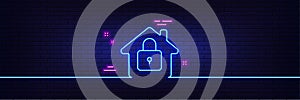 Lock line icon. Home protection sign. Neon light glow effect. Vector