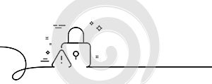 Lock line icon. Padlock warning sign. Continuous line with curl. Vector
