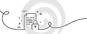 Lock line icon. Protected document sign. Continuous line with curl. Vector