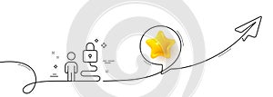 Lock line icon. Security access sign. Continuous line with plane. Vector