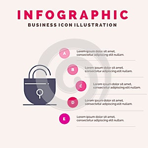 Lock, Locked, Security, Internet Solid Icon Infographics 5 Steps Presentation Background