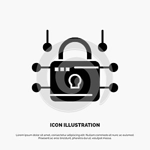 Lock, Locked, Security, Secure solid Glyph Icon vector