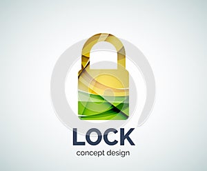 Lock logo business branding icon, created with color overlapping elements