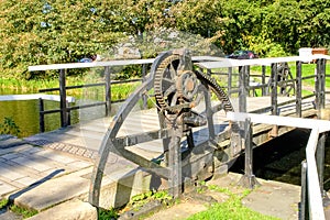 The Lock mechanism on the Swing Bridge at the Forth & Clyde canal Scotland