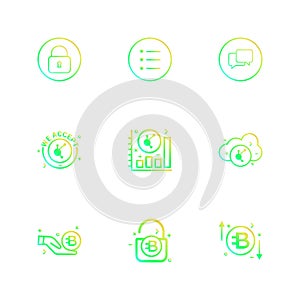 lock , menu , message , we accept , graph , rate , cloud , unlock , 9 eps icons set vector