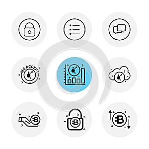 lock , menu , message , we accept , graph , rate , cloud , unlock , 9 eps icons set vector