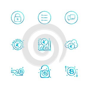 lock , menu , message , we accept , graph , rate , cloud , unlock , 9 eps icons set vector
