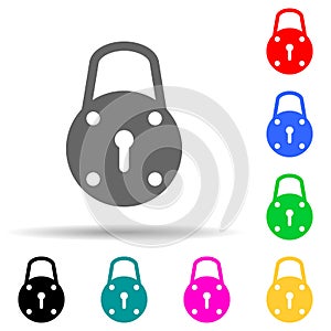 lock multi color style icon. Simple glyph, flat vector of lock and keys icons for ui and ux, website or mobile application