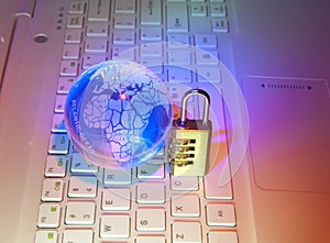 Lock and network cable with computer keyboard