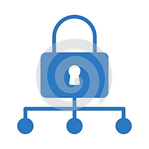 Lock network glyph color flat vector icon