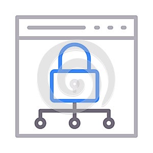 Lock network thin line color vector icon