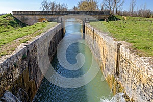 Lock number 7 of the Castilla canal. Tamariz de Campos, Valladolid, Spain