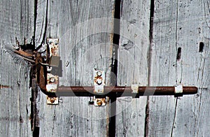 LOCK OF AN OLD WOODEN DOOR