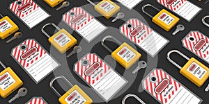 Lock out, tag out with a danger tag 3d render illustration