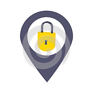 Lock pad location map pin pointer icon. Element of map point for mobile concept and web apps. Icon for website design and app deve photo