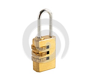 Lock padlock with number security code isolated on white background