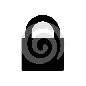 Lock, padlock, security concept symbol flat black line icon, Vector Illustration