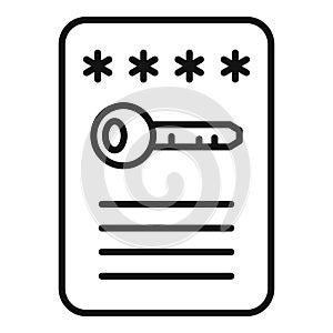 Lock password icon outline vector. Data cipher