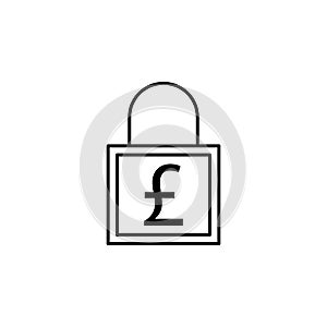 Lock, pound icon. Element of finance illustration. Signs and symbols icon can be used for web, logo, mobile app, UI, UX