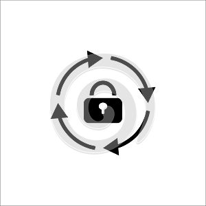 Lock with round arrows. Update with reboot and secure web system