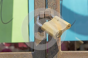 Lock on a rusty gate