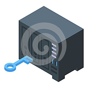 Lock safe box icon, isometric style