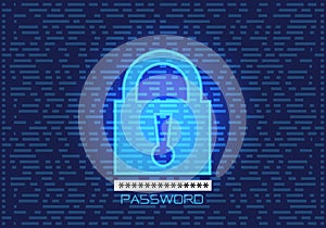 Lock screen password key data computer security design modern technology futuristic background vector