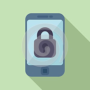 Lock secured phone icon flat vector. Id process multifactor