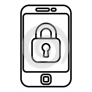 Lock secured phone icon outline vector. Id process multifactor