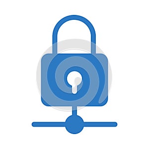 Lock server glyph color flat vector icon