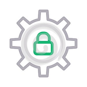 Lock setting thin line color vector icon