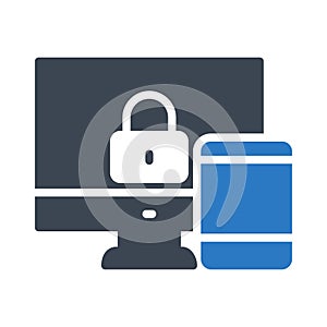 Lock sharing glyph color flat vector icon