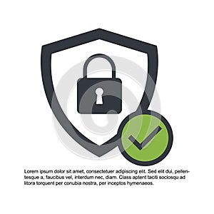 Lock and shield icon, vector illustration, security symbol. Guard safe protection