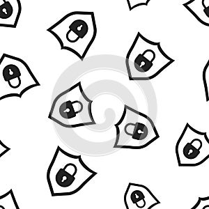 Lock with shield security seamless pattern background. Business