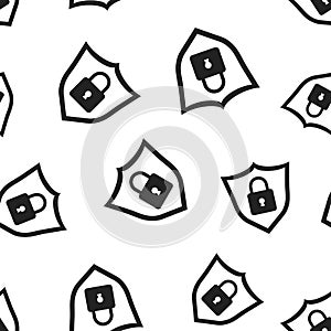 Lock with shield security seamless pattern background. Business