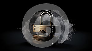 A lock with a shield showcases security features for cloud computing created with Generative AI