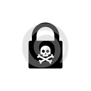 Lock sign black icon and skull and crossbones sign. Vector illustration eps 10