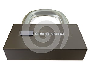 Lock with slide to unlock button 3d illustration