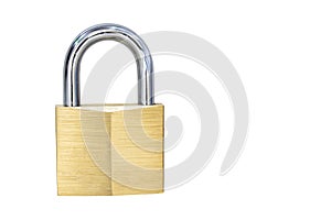 A Lock with Solid Brass Keyed Different Padlock with Shackle on a white background