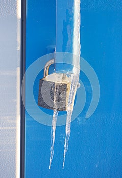 Lock on the switch box was covered with ice