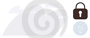 Data Security Concept with Lock and Cloud Representation in Minimal Design Style