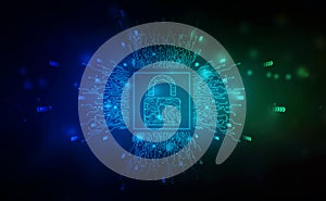Lock on technology abstract background, Internet security background