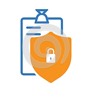 lock, tick, shield, document, report, security, safe, document security icon