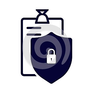 lock, tick, shield, document, report, security, safe, document security icon