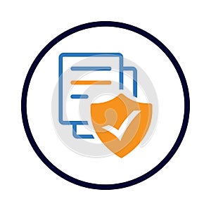 lock, tick, shield, document, report, security, safe, document security icon